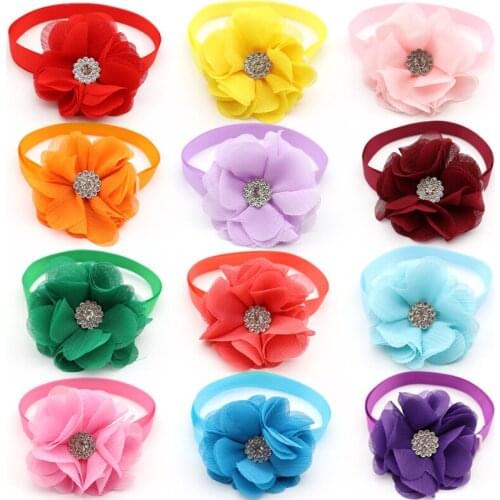 30/50 Pc Pet Dog Bow Tie Necktie Chifforn Flower Pet Supplies Dog Bow Tie Adjustable Pet Collar Dog Grooming Accessories Bowties