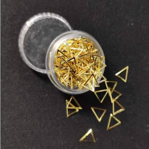 Geometric 3d Nail Art Decorations Box Triangle Frame Heart Accessories 3d Stickers Gold Metal Rivet Punk Nailart Supply