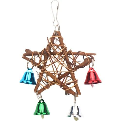 Traumdeutung Parrot Toys For Bird Pentagram Bell Accessories Supplies Cockatiel Perch Toy Budgie Parakeet Cage Decoration oiseau