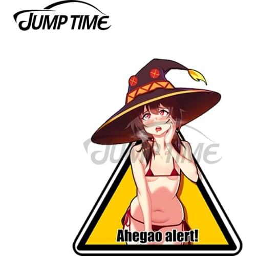 JumpTime 13 x 6.8cm For Anime Konosuba Megumin Ahegao Face Car Stickers Sunscreen Decal Motorcycle Windows Anime Vinyl Car Wrap