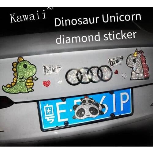 Cute little dinosaur Unicorn 3D Luxurious Crystals Rhinestones Stickers Car Accessories lovely Self Adhesive DIY Diamond Sticker