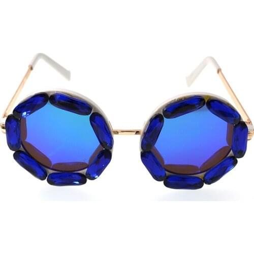 Fashion Classic Retro Round Sunglasses women Brand Designer Luxury Crystals Ladies Summer Sun Beach Rhinestones sunglasses