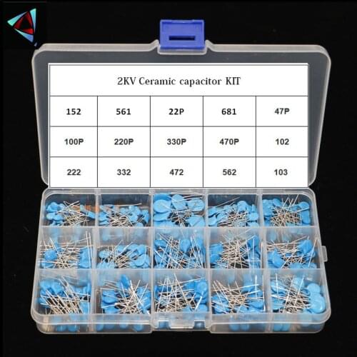 DIY KIT 300pcs=15value*20pcs 2KV Ceramic capacitor KIT 2KV 5P 10P 22P 47P 56P 100P 150P 220P 330P 470P 102 222 332 472 103
