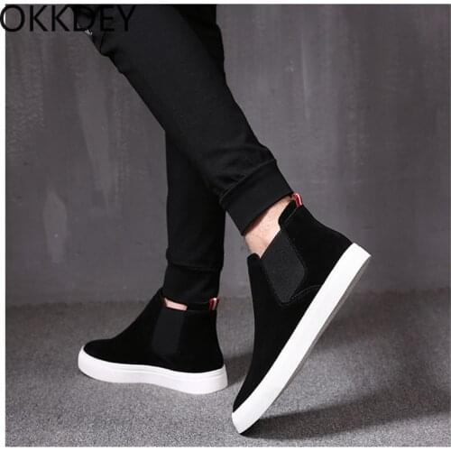 New Style for Autumn and Winter Mens Mid-Top Snow Boots Mens Shoes Fashion All-match Calf Leather Shoes