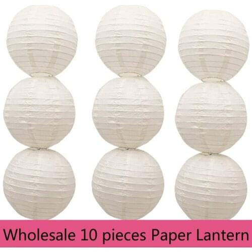Wholesale 10 Pieces Beige Round Chinese Paper Lantern Home Decoration Accessories Anniversaire Babyshower Birthday Wedding Decor