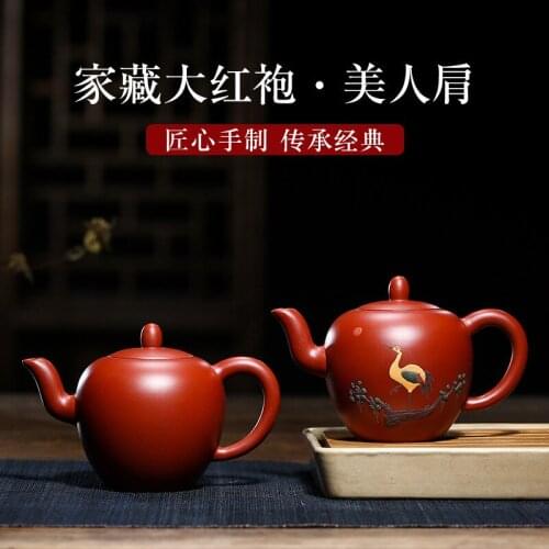 Manufacturers selling pure manual undressed ore dahongpao beauty shoulder the teapot mud painting kung fu tea set