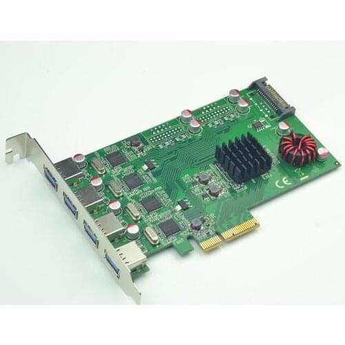 20Gbps PCI-E 2.0 X4 4 Port USB3.0 Expansion card 4 ASMedia ASM1042A Chipset+P17C9X2G608 Chip Pci express Industrial camera