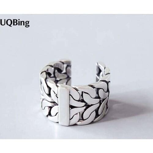 Simple Creative Chain Thai Silver Ring Fashion Vintage Wide Rings Wholesale Jewelry