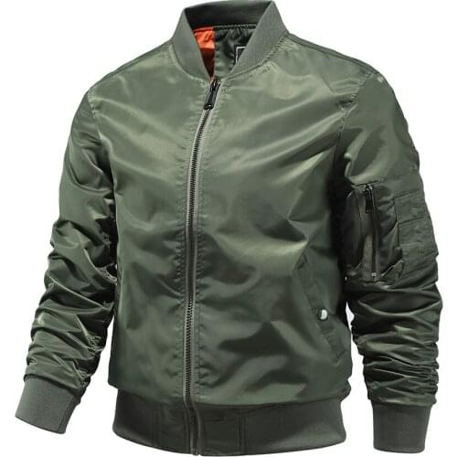 QSuper Autumn 2021 New Mens Jackets Solid Color Pilot Jacket for Man Windproof Men Bomber Jackets O-Neck Brand Male Clothing