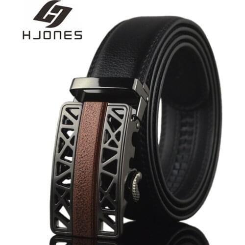 HJones 2021 Brand Luxury Strap New Men’s Ratchet Leather Belt High Quality Belt for Men,Strap Male Metal Automatic Buckle HJ112