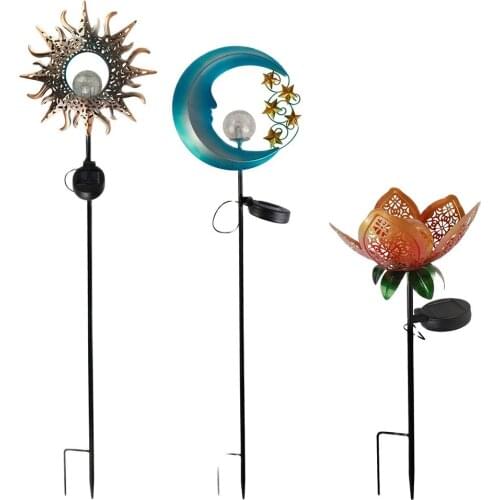Retro Sun Moon Flame Solar Lamp IP65 Waterproof Solar Lights Outdoor Garden Lawn Lamp Night Light Yard Landscape Decorative