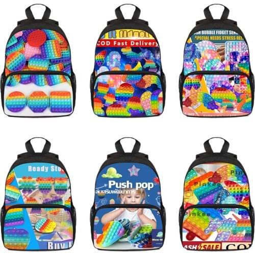 New Fashion Hot Game 3D Anime POP It Backpack Children Bag Kids 12/16 Inch Kindergarten School Bags Unisex Men Women Travel Bags