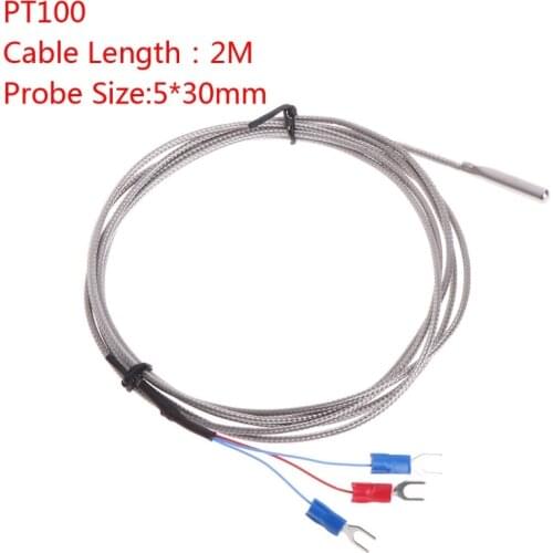 Stainless Steel RTD PT100 Temperature Sensor Thermocouple with 2m 3 Cable Wires New