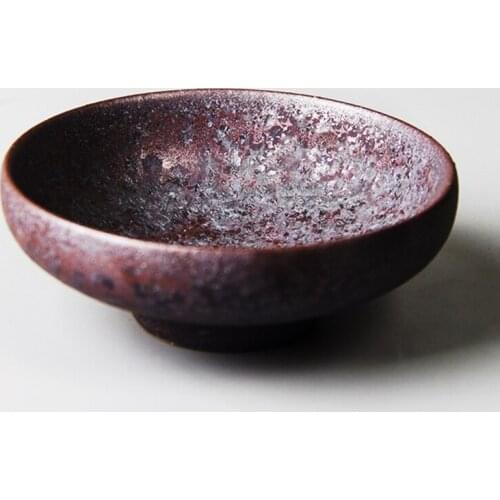 Vintage Chocolate Color Pottery Cups Round Dishes Tea Cup Set Teaware Plate For Tea Ceremony Rust Glaze Teacup Wine Mugs