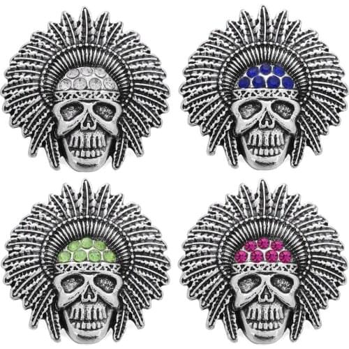10pcs/lot Snap Jewelry Nation Style Skull Snap Button fit Metal 18mm Snap Bracelet Leather Bracelet DIY Ginger Button Jewelry