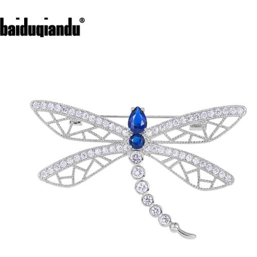 Baiduqiandu New Arrival High Quality Cubic Zirconia CZ Zircon Crystal Dragonfly Brooches for Women 2020 Summer Trends Jewelry
