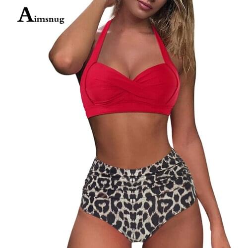 European Style Women Bikini Sets Swimsuit High Waist Two Pieces Swimwear Crop TOP 2021 New Patchwork Bathing Suits Femme Clothes