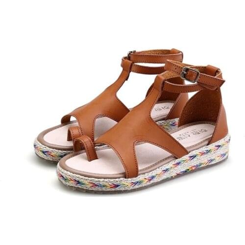 LEOSOXS Women Sandals Summer Sandals Plus Size 43 PU Leather Flat Sandals Female Flip Flop Casual Beach Shoes 2021 Ladies Shoes