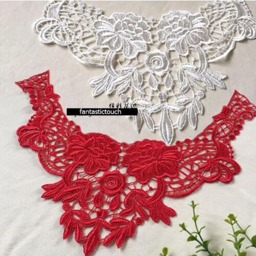1 Piece 31*31cm Water Soluble Flower Embroidered Lace Neck Collar Applique Venise Sew on Scrapbooking Patches