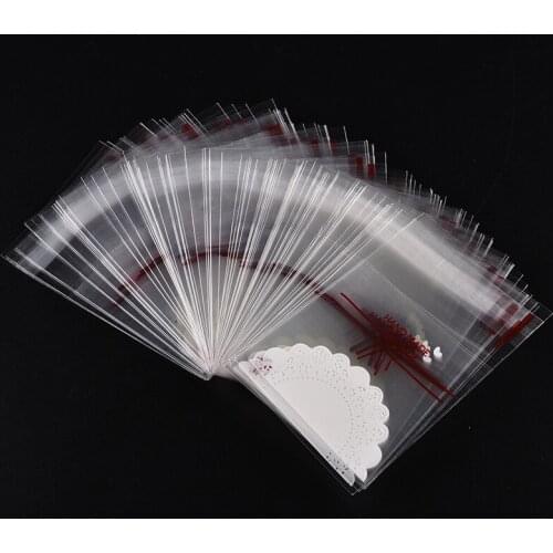 100pcs cute transparent Candy cookie Bags Wedding Birthday Party Craft Self-adhesive Plastic Biscuit Packaging Bag