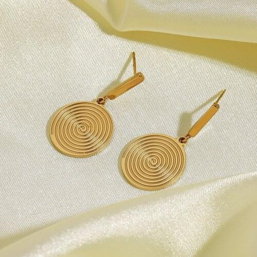 14K Gold Plated Stainless Steel Circle Pendant New Style Earrings Mosquito Repellent Incense Earrings for women