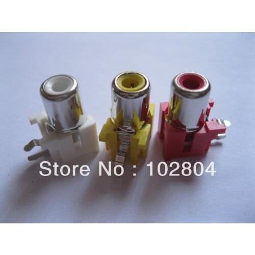 AV-8.4-5 AV Pin Jack 3 Color RCA Female Audio Video AV Socket Connector 15 pcs per Lot