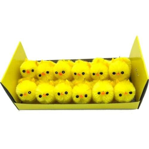 36pcs Mini Chenille Chick Easter Day Gift Velvet Chicks Yellow Artificial Chicken Lovely Home Decoration Toys