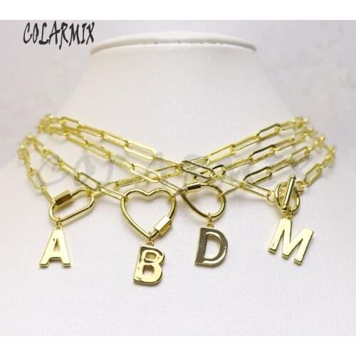 5 pieces Letters pendants multi chain necklace link chain necklace alphabets charm jewelry letters necklace for women 51006