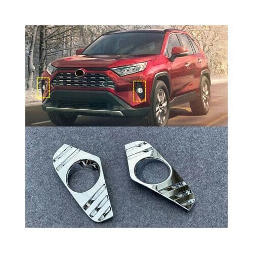 ABS Chrome Front Fog Light Fog Lamp Cover Trim 2pcs For Toyota RAV4 2019 - 2020