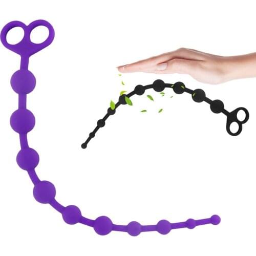 Long Anal Plug Silicone Vagina Open Sex Toys for Men 10 Balls Anus Beads Prostate Massager