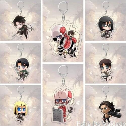 Anime Attack on Titan Levi Ackerman Eren Jaeger Key Chain Pendant Cosplay Two-sided Acrylic Keychain Keyring Prop