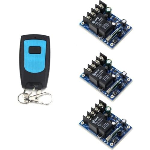 Wide Voltage DC 12V 24V 36V 48V 30A 1CH RF Wireless Remote Control Switch 3* Receiver with Transmitter For Electric Garage Door