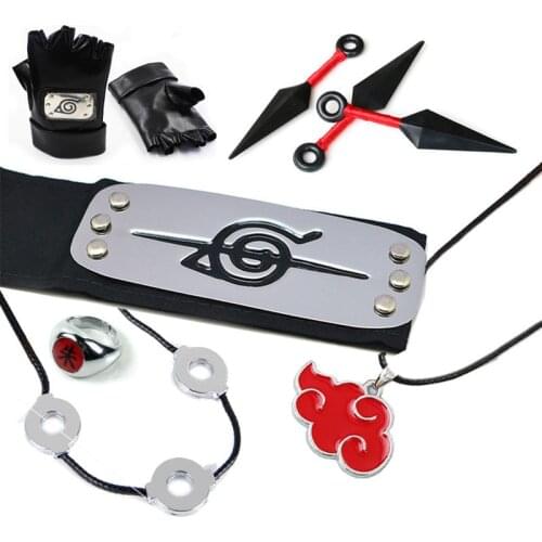 Hot Naruto Cosplay Mask Set Headband Anime Accessories Hatake Kakashi Weapon Kunai Notebook Props Home Toy Gift Mens Fans Womens