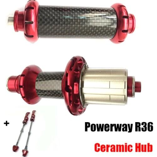 Powerway R36 road bicycle ceramic bearing Hub Black/Red Aluminium alloy Carbon Straight Pull hub 16/20 18/21 20/24 hole