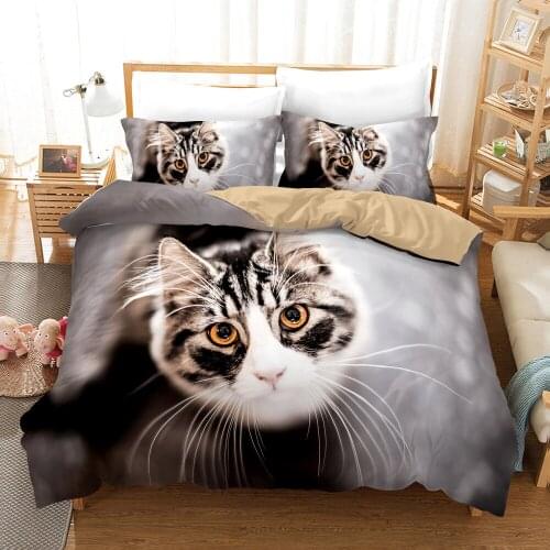 Dropshipping SINGLE only 1 Pillowcase Bedding For Boys Duvet Cover Set Bedding Cat Christmas Animal Cartoon Black NO5