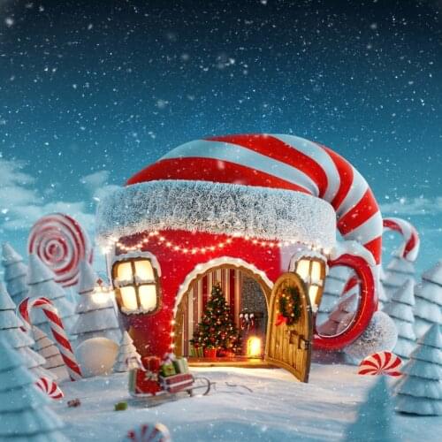 Laeacco Winter Night Starry Scenic Christmas Tree Child Photograph Backdrop Snow Forest Baby Portrait Gifts Photocall Background