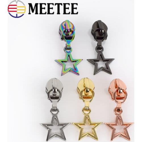 Meetee 5pcs Zipper Sliders for 5# Nylon Zippers Bag Pocket Zip Head Repair Kits Replacement DIY Sewing Zips Accessories ZT173