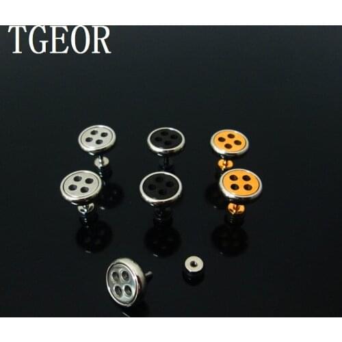 Fashion illusion cheaters earring 1 pair 1.2*6*4/10mm Stainless Steel button ear piercing fake plugs