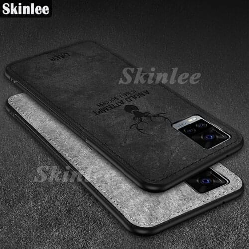 Skinlee Soft Case For vivo V21 Luxuy Brand Cloth Texture Elk Back Deer Cloth Case For VIVO V21E Cover Y72 Y52 5G Y53S