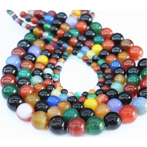 Natural Colorful Agates Stone Beads For Jewelry Making DIY Bracelet Necklace 4/6/8/10/12 mm Strand 15