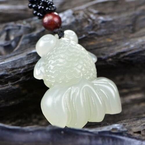 Natural top brand white jade pendant hand-carved fish jade pendants brand men necklace jadeite jade jewelry jade necklace