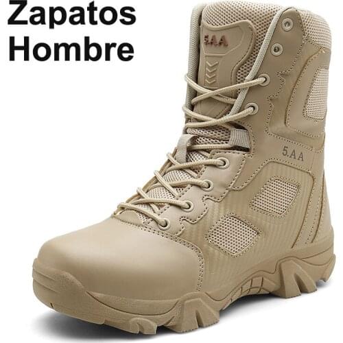 New Mens Military Boots High Top Outdoor Hiking Shoes Men Anti-collision Quality Army Tactical Boots