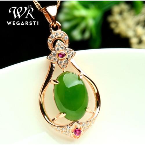 Natural Emerald Pendant Necklace 925 Sterling Silver Gemstones Choker Statement Necklace Engagement Wedding Necklace For Women