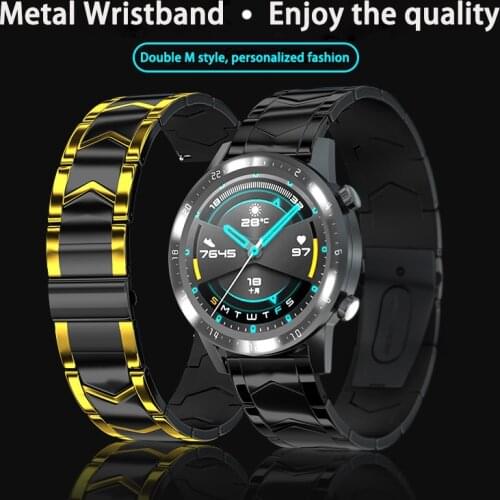 Luxury Stainless Steel Watch Band 22mm for Samsung Galaxy Watch 3 45mm 46mm for Huawei Watch Gt2/2e Strap Metal Bracelet Fashion