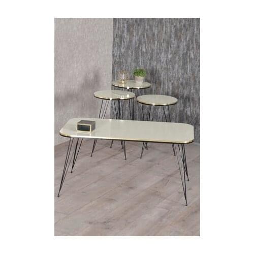 Modern Zigon coffee table And Medium coffee table Set Kr Black Wire Foot Double Gold Cream coffee tables table basse furniture living room table