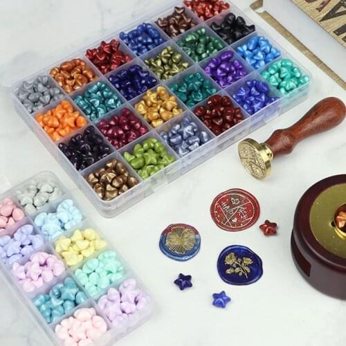 Multi-color Star-shaped Fire Lacquer Wax Lattice Plastic Box DIY Invitation Sealing Wax for Retro Craft Seal 10/24 Colors