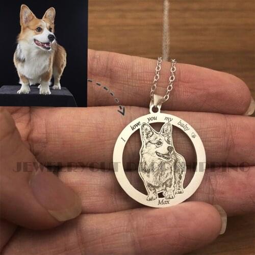 Custom Pet Necklace Personalized Pet Custom Necklace Jewelry Photo Pendant Engrave Name 925 Sterling Silver Dog CAT Tag portrait