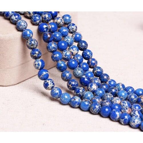 Natural Imperial Jaspe r Beads,Full Strand 6 8 10 12mm Round Dark Blue Imperial Jaspe r Gem stone Beads for DIY Jewelry Making