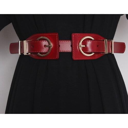 2021 Designer Double Buckles Pin Waist Belt for Women Adjustable Real Cowskin Waistband Genuine Leather Luxury Belt for Women