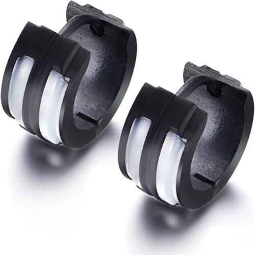 1 Set Shell Shape Unisex Black Color Stainless Steel Piercing Earring For Women Men Punk Gothic Earring